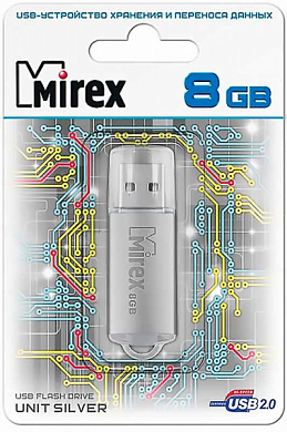 Флешка USB MIREX Unit 8Gb, USB 2.0, серый