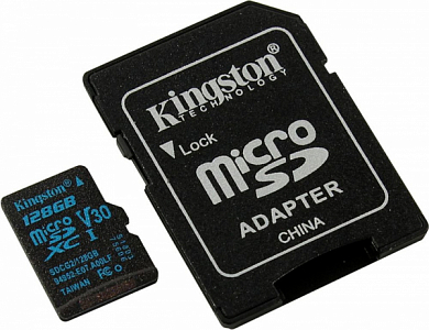 Карта памяти microSDXC KINGSTON Canvas Go! 128Gb, Class10 UHS-I U3 V30 (SDCG2/128GB)