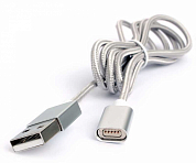 Магнитный кабель USB Am, CABLEXPERT CC-USB2-AMMG, 1 м, серебристый