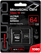 Карта памяти microSDXC QUMO 64 Гб, Class10 UHS-I U1 (QM64GMICSDXC10U1)