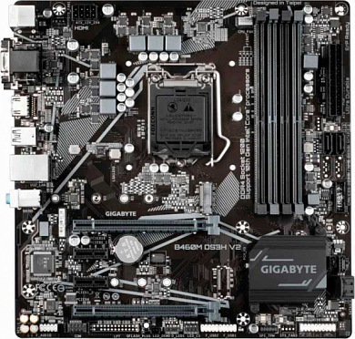 Материнская плата GIGABYTE B460M DS3H V2 Intel H470, FCLGA1200, DDR4, RAID, VGA, DVI, HDMI, 5*USB3.2, 6*USB2.0, PS/2, GLAN, mATX