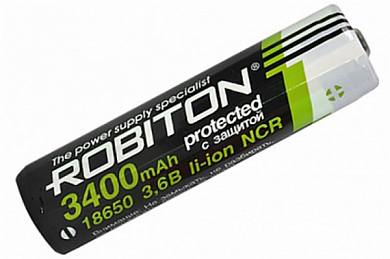 Аккумулятор 18650 ROBITON, 3400 mAh, 3.6V (1 шт)