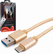 Кабель USB Type-C - USB Am, CABLEXPERT Platinum CC-P-USBC03, 1.8 м, золотистый