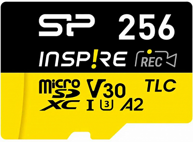 Карта памяти microSDXC SILICON POWER Inspire 256Gb, Class10 UHS-I U3 V30 A2 (SP256GBSTXLA2V1N)