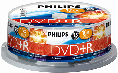 Диск DVD+R PHILIPS 4.7Gb (DR416B25F/97), Cake Box, 25 шт