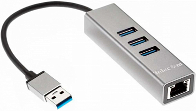 Разветвитель USB TELECOM TA311U, 3 порта USB 3.0, RJ-45