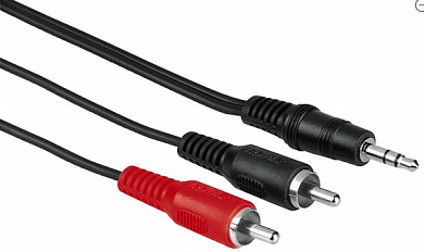 Кабель соединительный jack 3.5 мм (3 pin) - RCA (m) x 2, DEXP, 5 м, черный