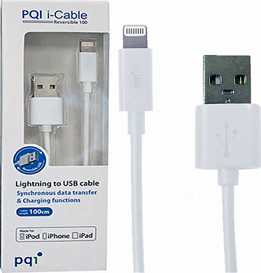Кабель Apple Lightning (8 pin) - USB Am, PQI i-Cable 100, 1 м, белый