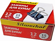 Зажимы для бумаги 15 мм SILWERHOF 510001 (12 шт)