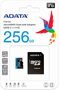 Карта памяти microSDXC A-DATA 256Gb, Class10 UHS-I U3 V10 A1 (AUSDX256GUICL10A1-RA1)