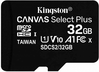 Карта памяти microSDHC KINGSTON Canvas Select 32Gb, Class10 UHS-I U1 (SDCS2/32GBSP)