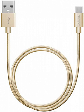 Кабель USB Type-C - USB Am, DEPPA Alum, 1.2 м, золотистый