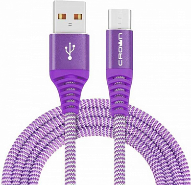 Кабель USB Type-C - USB Am, CROWN CMCU-3102C Vviolet, 1 м, фиолетовый
