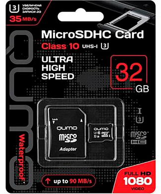 Карта памяти microSDHC QUMO 32 Гб, Class10 UHS-I U3 (QM32GMICSDHC10U3)