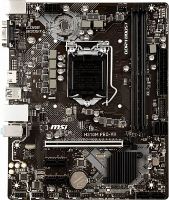 Материнская плата MSI H310M PRO-VH Intel H310, FCLGA1151, DDR4, VGA, HDMI, 4*USB2.0, 2*USB3.0, 1*PS/2, GLAN, mATX
