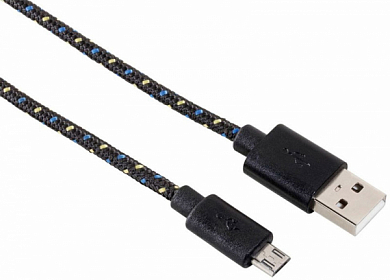 Кабель Micro USB Bm - USB Am, HAMA Cotton, 1 м, черный