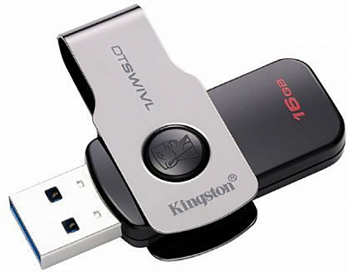 Флешка USB KINGSTON DataTraveler Swivl 16Gb, USB 3.1, черный