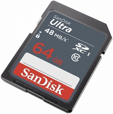 Карта памяти SDXC SANDISK Ultra 64Gb, Class10 UHS-I (SDSDUNB-064G-GN3IN)