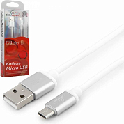 Кабель Micro USB Bm - USB Am, CABLEXPERT Silver CC-S-mUSB01, 1 м, белый
