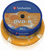 Диск DVD-R VERBATIM 4.7Gb (43522), Cake Box, 25 шт