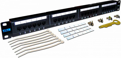 Патч-панель 19" 24 порта RJ-45 UTP LANMASTER TWT-PP24UTP, черная