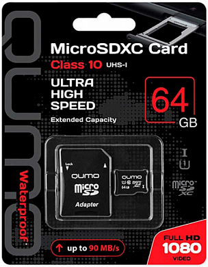 Карта памяти microSDXC QUMO 64Gb, Class10 UHS-I U1 A1 (QM64GMICSDXC10U1)