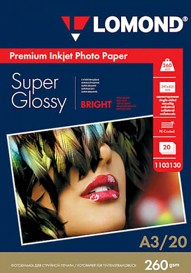 Фотобумага LOMOND Premium Inkjet Photo Paper суперглянцевая A3, 260 г/м2, 20 л.