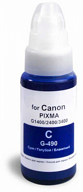 Комплект чернил REVCOL Hameleon GI-490 C (G-490C) для Canon, водные, 140 мл, голубой