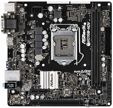 Материнская плата ASROCK H310M-HDV Intel H310, FCLGA1151, DDR4, VGA, DVI-D, HDMI, 4*USB3.1, 6*USB2.0, PS/2, GLAN, mATX