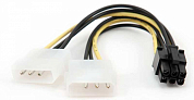 Переходник питания, Molex (m) *2 - 6 pin (f), CABLEXPERT CC-PSU-6, 15 см