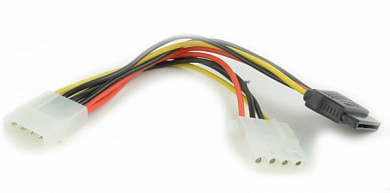 Переходник питания, Molex (m) - SATA/Molex (f), CABLEXPERT CC-SATA-PSY2, 15 см