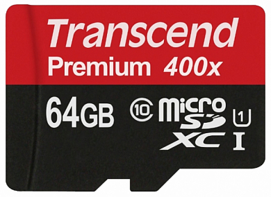 Карта памяти microSDXC TRANSCEND Premium 400x 64Gb, Class10 UHS-I (TS64GUSDU1)