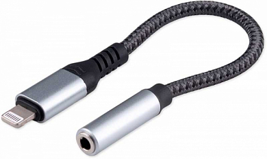 Адаптер Apple Lightning - Jack 3.5 мм (4 pin), CABLEXPERT CCA-LM3.5F-AL, 0.1 м, черный