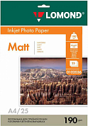 Фотобумага LOMOND матовая двусторонняя A4, 190 г/м2, 25 л.