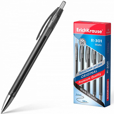 Ручка гелевая ERICH KRAUSE "R-301" Original Gel Matic EK 46461, черная (12 шт)