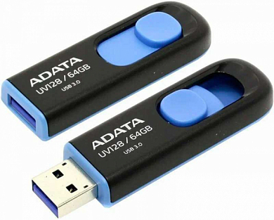 Флешка USB ADATA UV128 128 Гб, USB 3.2, черно-синий