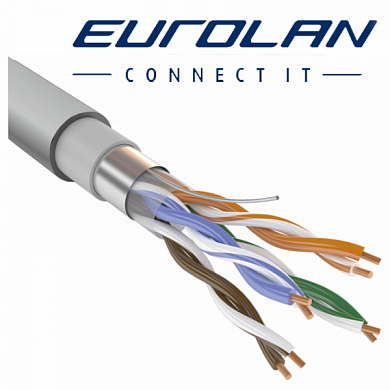 Кабель FTP4 cat 5e, внутренний, одножильный, Cu, EUROLAN, белый, 305 м