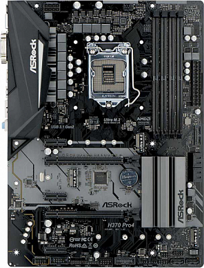 Материнская плата ASROCK H370 Pro4 Intel H370, FCLGA1151, DDR4, RAID, VGA, DVI, HDMI, 6*USB2.0, 7*USB3.1, 1*PS/2, GLAN, ATX