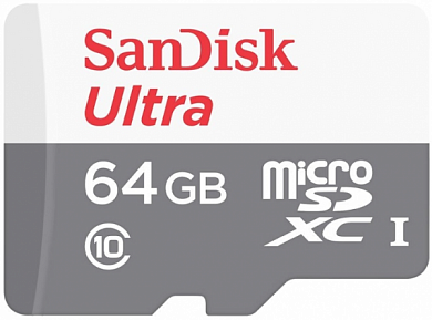 Карта памяти microSDXC SANDISK Ultra 64Gb, Class10 UHS-I (SDSQUNS-064G-GN3MN)