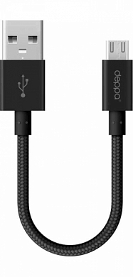 Кабель Micro USB Bm - USB Am, DEPPA Alum, 0.15 м, черный