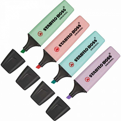 Текстовыделитель STABILO Boss Original Pastel, набор 4 цвета (4 шт)