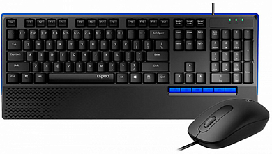 Проводная клавиатура + мышь RAPOO NX-2000, USB, черная