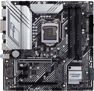 Материнская плата ASUS Prime Z590M-Plus Intel Z590, FCLGA1200, DDR4, RAID, HDMI, DisplayPort, DVI, 2*USB3.2, 6*USB2.0, GLAN, mATX