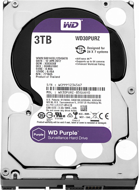 Жесткий диск 3.5" WD Purple 3Тб (WD30PURZ)