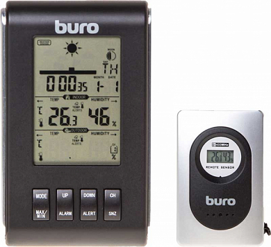 Метеостанция BURO H103G, серебристо-черная