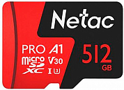 Карта памяти microSDXC NETAC P500 Extreme Pro 512Gb, Class10 UHS-I U3 V30 A1 (NT02P500PRO-512G-R)