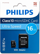 Карта памяти microSDHC PHILIPS 16Gb, Class10 (FM16MA45B/97)