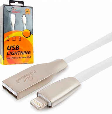 Кабель Apple Lightning - USB Am, CABLEXPERT Gold CC-G-APUSB01, 1.8 м, белый