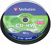 Диск CD-RW VERBATIM 700Mb (43480), Cake Box, 10 шт