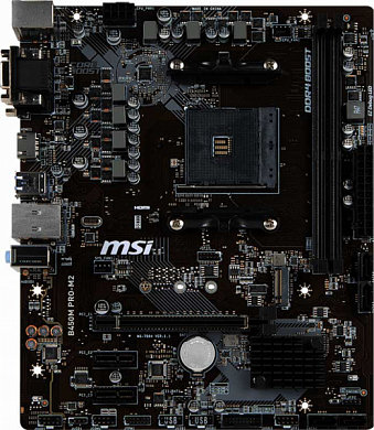 Материнская плата MSI B450M Pro-M2 AMD B450, AM4, DDR4, RAID, VGA, DVI, HDMI, 6*USB2.0, 4*USB3.1, 2*PS/2, GLAN, mATX